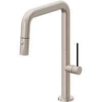 Quad Square Spout, Pull-down Spray, Black Stick Handle