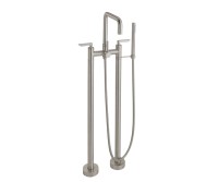 Modern Squared Spout Spout, Lever Handles, 2 Leg Freestanding Tub Filler with Handshower