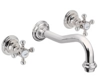 Wall Mount Tub Faucet, Traditional Spout, Cross Handles