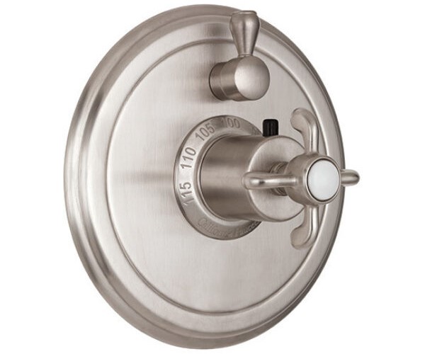 Round Back Plate, Drop Cross Handle - Style Therm with Diverter