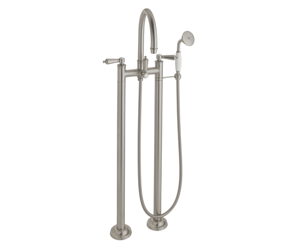 Traditional Curving Spout, Lever Handles 2 Leg Freestanding Tub Filler with Handshower