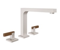 Tub Faucet Squared Spout, Teak Lever Handles