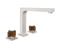 Tub Faucet Squared Spout, Teak Cross Handles