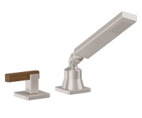 Square Handshower with Teak Lever Handle