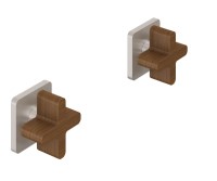 2 Handles with Square Base, Teak Cross