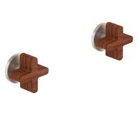 2 Handles with Round Base, Teak Cross