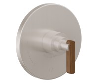 Round Pressure Balance Control, Teak Lever Handle
