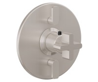 Round Trim Plate, Metal Cross Handle, 2 Smaller Controls