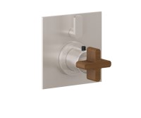 Flat Trim Plate, Teak Cross Handle