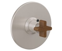 Round Back Plate, Teak Cross Handle