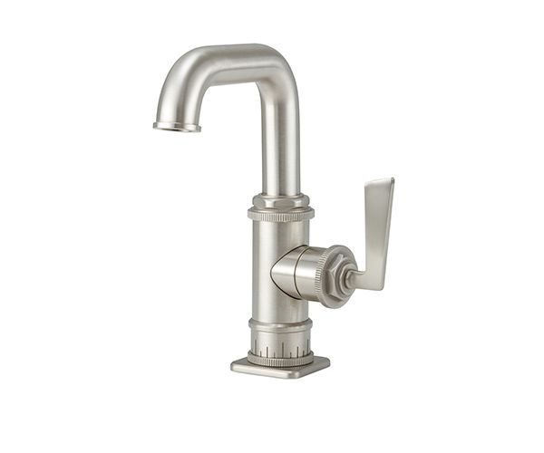 Single Hole Faucet with Squared Low Spout, Lever Side Handle