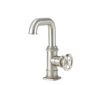 Single Hole Faucet with Squared Low Spout, Wheel Side Handle