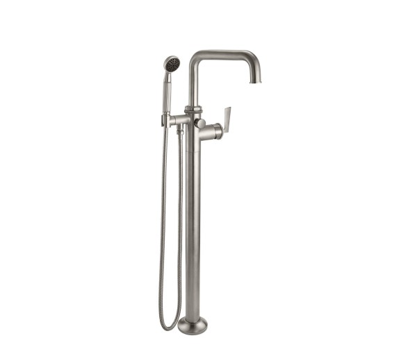 Squared Spout, Lever Handle Single Hole Freestanding Tub Filler with Handshower