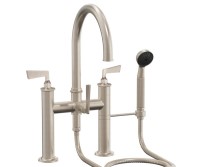 Tall Curving Spout, Bridge Style Tub Filler, Lever Handles