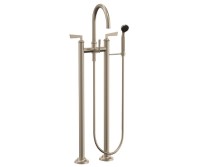 High Curving Spout 2 Leg Freestanding Tub Filler, Lever Handle, Handshower