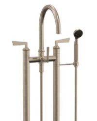 High Curving Spout 2 Leg Freestanding Tub Filler with Handshower