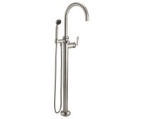 Curving Spout, Lever Handle Single Hole Freestanding Tub Filler with Handshower