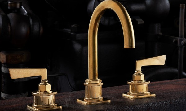 Steam Punk Bay Bronze Widespread with Lever Handles