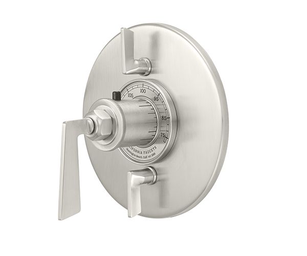 Round Trim Plate, Large Lever Handle, 2 Small Lever Controls