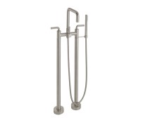 Modern Squared Spout, Lever Handles, 2 Leg Freestanding Tub Filler with Handshower