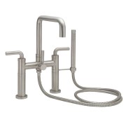 Modern Bridge Style Tub Filler, Squared Spout, Lever Handles