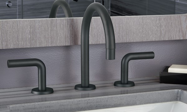 Curved Lever Handles and Curving Spout, Matte Black