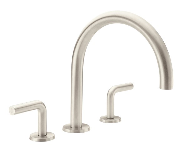Tall, Curving, Modern Tub Filler with Lever Handles