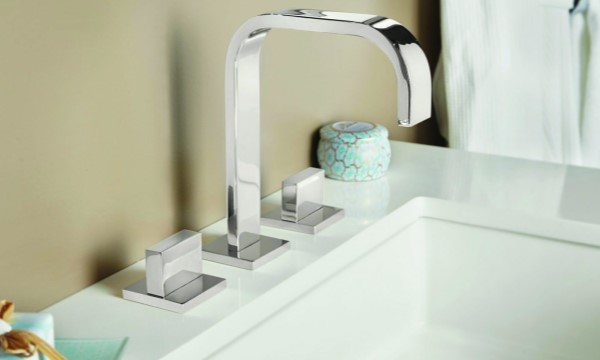 Terra Mar Sink Faucet with Modern Paddel Lever Handles, Ribbon Spout