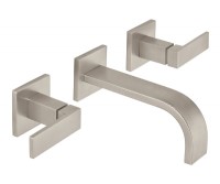 3 Piece Wall Faucet, Square Design, Modern Flat Lever Handles