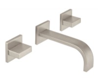 3 Piece Wall Faucet, Square Design, Modern Paddle Handles