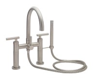 Modern Bridge Style Tub Filler, Curving Spout, Lever Handles