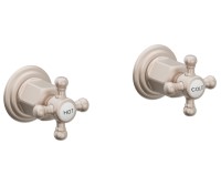 Hot and Cold Handle, White Index Buttons on Cross Handle