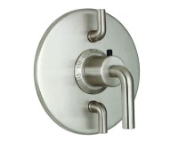 Round Trim Plate, Smooth Lever Handle, 2 Smaller Controls