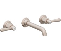 Long Spout Traditional Wall Mount Sink Faucet, Lever Handles