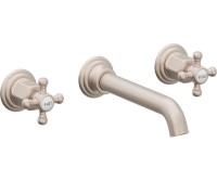 Long Spout 2 Handle Wall Sink Faucet, Cross Handles