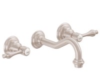 Wall Mount Tub Faucet, Traditional Spout, Lever Handles