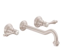 Traditional Wall Mount Sink Faucet, Lever Handles