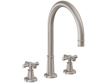 Plain Top Cross Handle Deck Mount Tub Filler