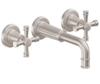Flutted Design, Wall Mount Sink Faucet with Plain Top Cross Handle