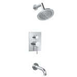 Rectangle Pressure Balance Control with Diverter, Tub Spout and Wall Mount Showerhead