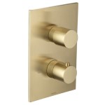 Rectangle Back Plate, Round 2 Handles, Satin Brass