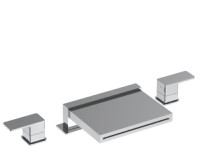 Flusso 196.2410CF Deck Mount Tub Faucet, Waterfall Spout, Square Lever Handles