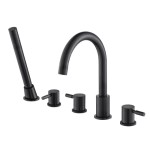 5 Piece Curved Tub Faucet with Hand Shower