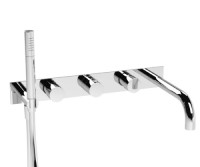 Flusso 100.2695 Wall Mount Tub Faucet with Hand Shower & Backplate