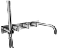 Flusso 145.2691 Round Style Wall Mount Tub Faucet with Hand Shower & Backplate