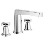 Cross Handles, Curving Base, Straight Spout, 3 Piece Tub Faucet