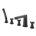 Cross Handles, 5 Piece Squared Tub Faucet with Hand Shower