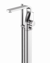 Flusso 260.1165 Square Base, Flat Spout, Single Hole Floor Mount Tub Filler