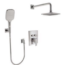 Square Push Button Control, Shower and Hand Shower, Chrome