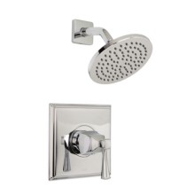 Square Control Plate, Round Showerhead, Polished Chrome Shower Set